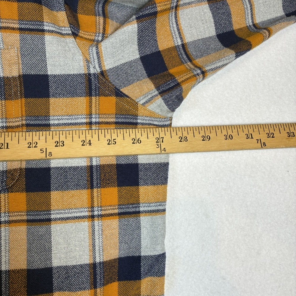 Orvis Perfect Flannel Shirt Mens 2XL Classic Orange Blue gray Plaid Heavy Cotton - Picture 3 of 11